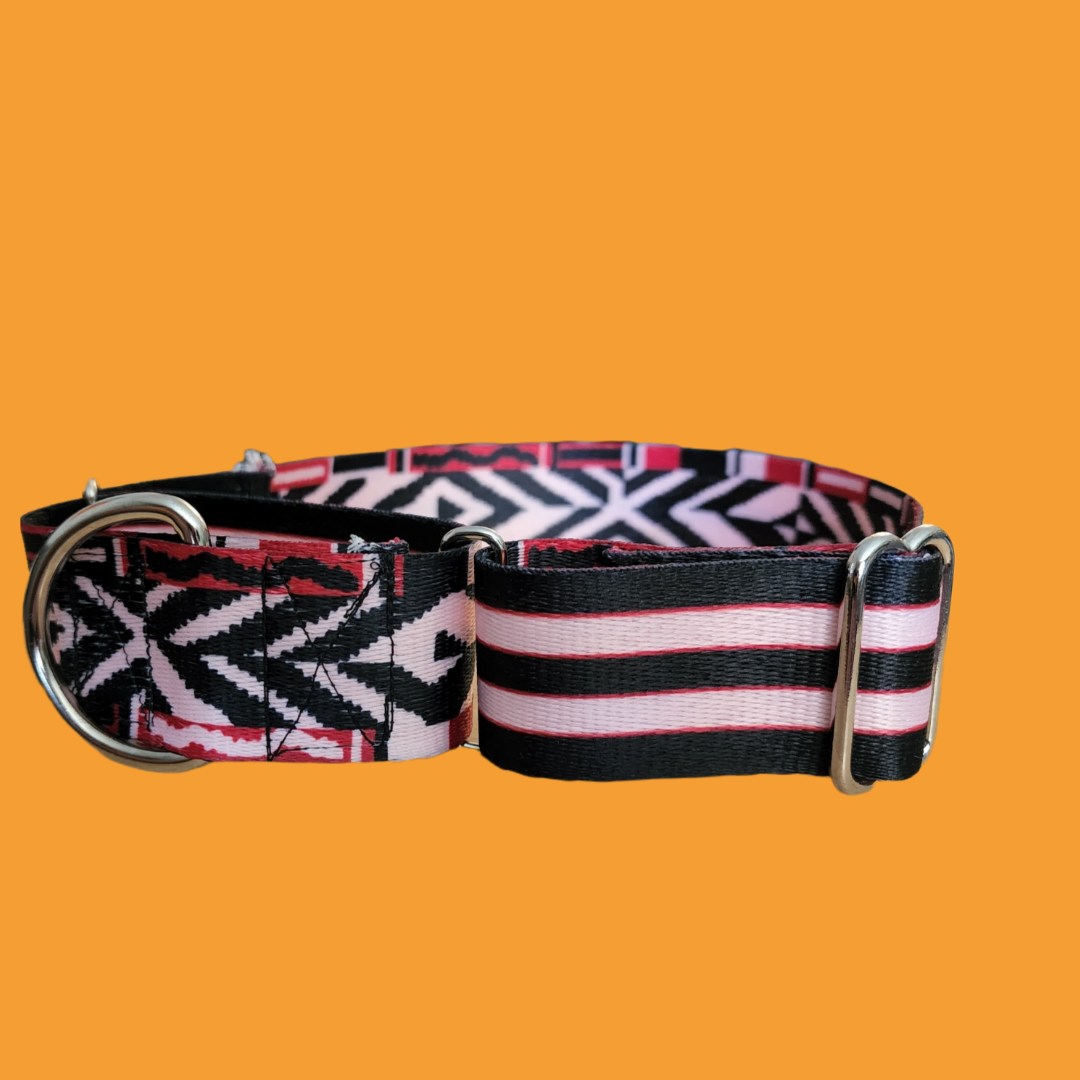 Martingale Collar-Black Red and White Tribal